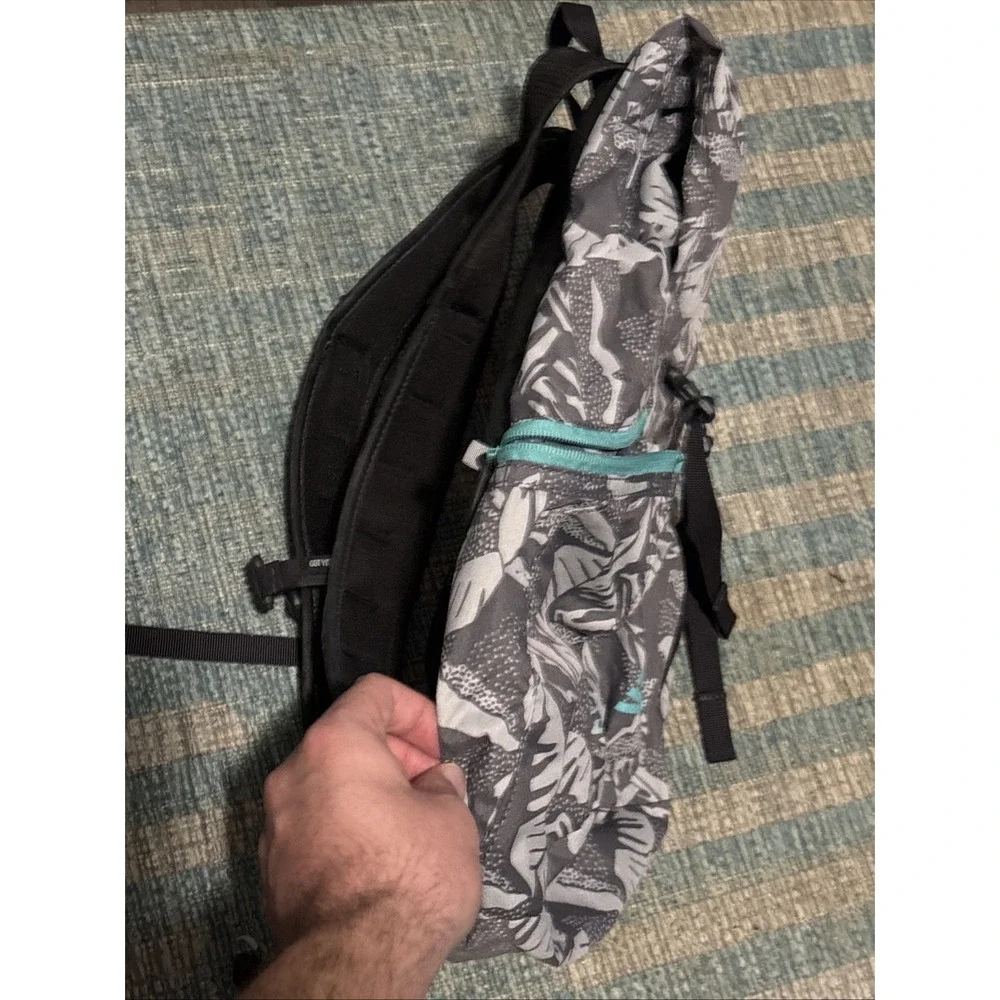 CamelBak Floral Drawstring Backpack Gray Teal Hiking Hydration Pack 16in Rare